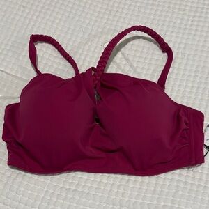 Shade & Shore Braided Strap One-Piece Swim Top in Deep Magenta